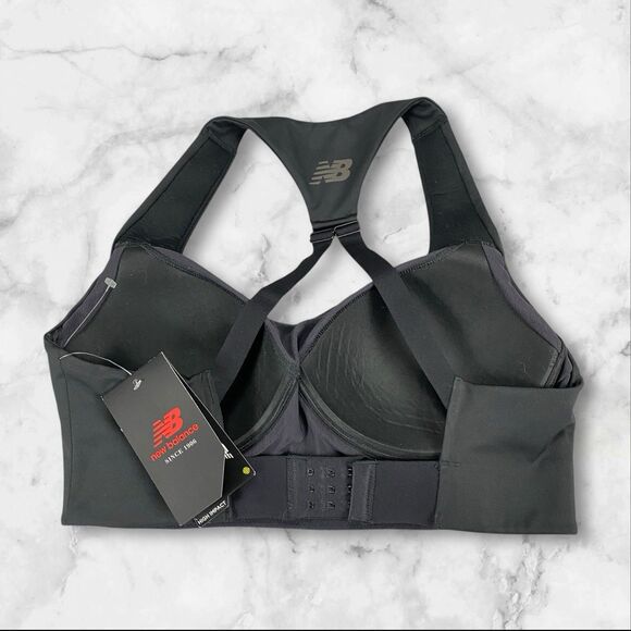 New Balance Power X Black Sports Bra Size M (D-DD) High Impact Bra NWT - Picture 2 of 16